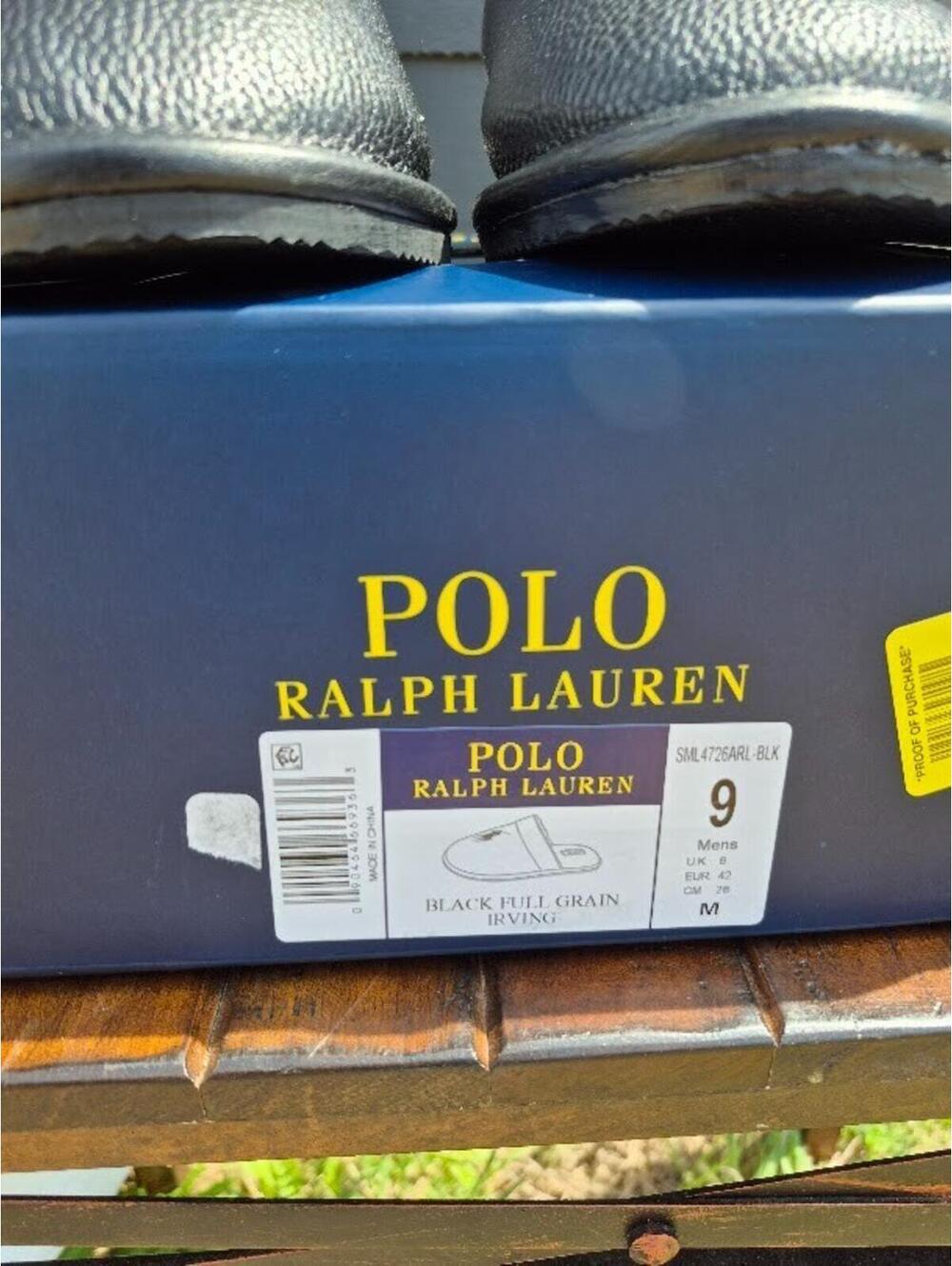 Polo Ralph Lauren Irving Leather Slippers  Black Size 9 SML4726ARL Big Pony Red - Picture 2 of 8